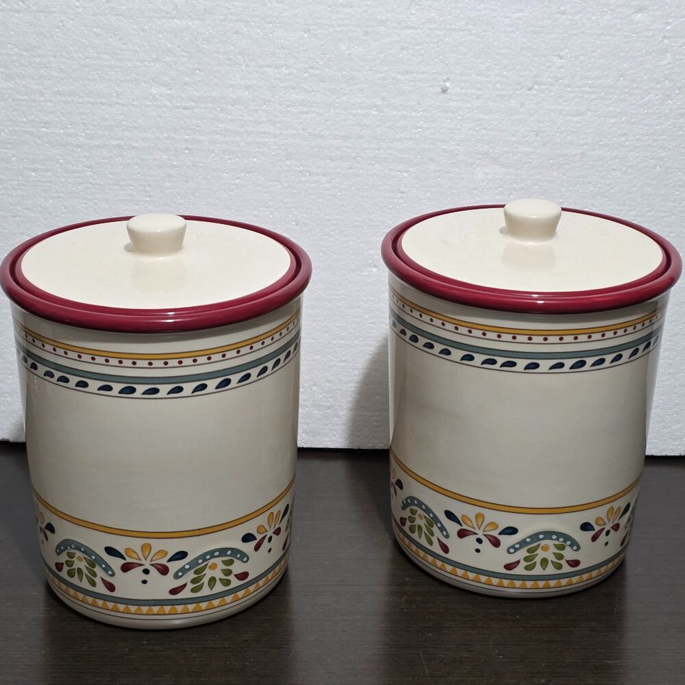 Bobby Flay Sevilla Set of 2 Canisters & Lids Painted
